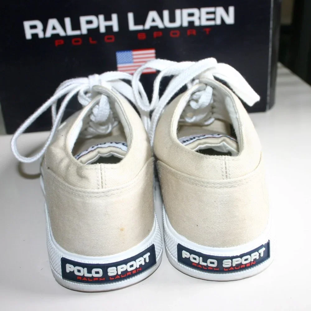 RALPH LAUREN POLO SPORT Sneaker 8B Color OATS/Tan Excellent Worn Inside Twice - Picture 2 of 10